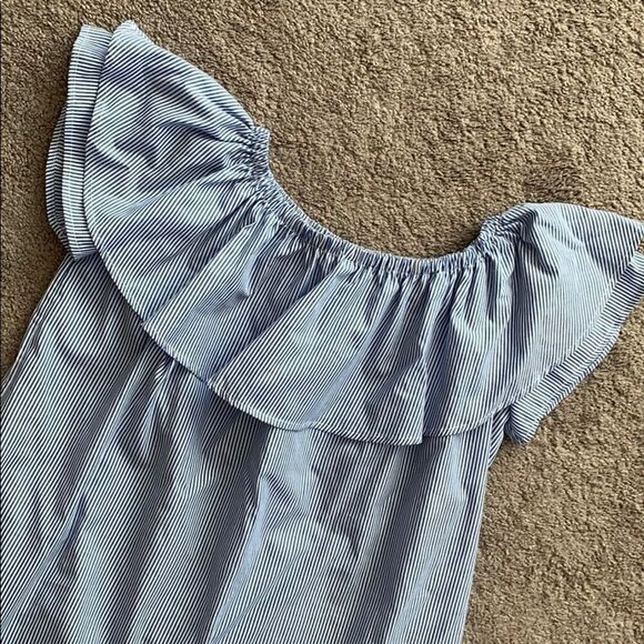 AQUA Ruffle Off Shoulder Stripe Dress - Picture 3 of 4
